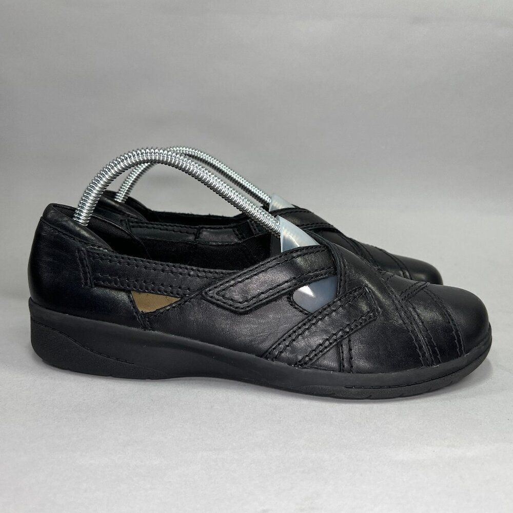 Clarks Shoes Women's 9.5 Black Leather Slip On Comfort Casual Sneakers